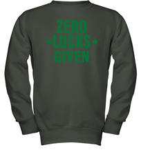 Load image into Gallery viewer, Zero Lucks Given Shirt Lucky Green St. Patrick's Day Youth Sweatshirt