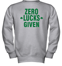 Load image into Gallery viewer, Zero Lucks Given Shirt Lucky Green St. Patrick's Day Youth Sweatshirt