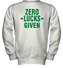 Load image into Gallery viewer, Zero Lucks Given Shirt Lucky Green St. Patrick's Day Youth Sweatshirt