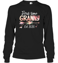 Load image into Gallery viewer, Family Shirt First Time Grandma Est 2020 Granny Floral Long Sleeve T-Shirt