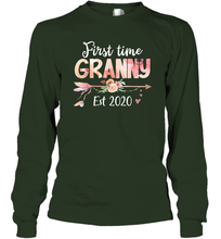 Load image into Gallery viewer, Family Shirt First Time Grandma Est 2020 Granny Floral Long Sleeve T-Shirt