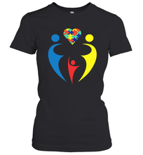 Load image into Gallery viewer, Family Shirt Trio Heart Puzzle Autism Awareness Women's T-Shirt