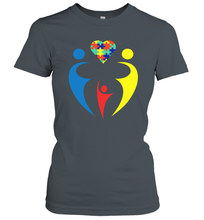 Load image into Gallery viewer, Family Shirt Trio Heart Puzzle Autism Awareness Women's T-Shirt