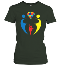 Load image into Gallery viewer, Family Shirt Trio Heart Puzzle Autism Awareness Women's T-Shirt