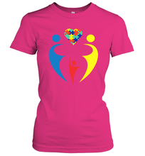 Load image into Gallery viewer, Family Shirt Trio Heart Puzzle Autism Awareness Women's T-Shirt