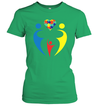 Load image into Gallery viewer, Family Shirt Trio Heart Puzzle Autism Awareness Women's T-Shirt