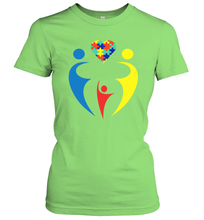 Load image into Gallery viewer, Family Shirt Trio Heart Puzzle Autism Awareness Women's T-Shirt