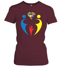 Load image into Gallery viewer, Family Shirt Trio Heart Puzzle Autism Awareness Women's T-Shirt