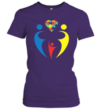 Load image into Gallery viewer, Family Shirt Trio Heart Puzzle Autism Awareness Women's T-Shirt