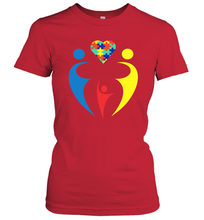 Load image into Gallery viewer, Family Shirt Trio Heart Puzzle Autism Awareness Women's T-Shirt