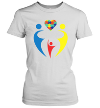 Load image into Gallery viewer, Family Shirt Trio Heart Puzzle Autism Awareness Women's T-Shirt