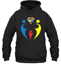 Load image into Gallery viewer, Family Shirt Trio Heart Puzzle Autism Awareness Hoodie
