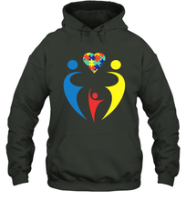 Load image into Gallery viewer, Family Shirt Trio Heart Puzzle Autism Awareness Hoodie