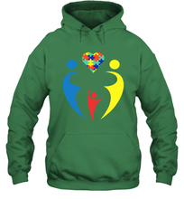 Load image into Gallery viewer, Family Shirt Trio Heart Puzzle Autism Awareness Hoodie