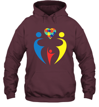 Load image into Gallery viewer, Family Shirt Trio Heart Puzzle Autism Awareness Hoodie