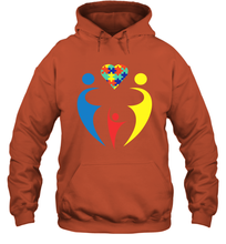 Load image into Gallery viewer, Family Shirt Trio Heart Puzzle Autism Awareness Hoodie