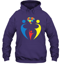 Load image into Gallery viewer, Family Shirt Trio Heart Puzzle Autism Awareness Hoodie
