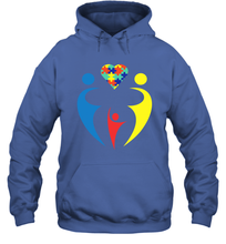Load image into Gallery viewer, Family Shirt Trio Heart Puzzle Autism Awareness Hoodie