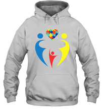 Load image into Gallery viewer, Family Shirt Trio Heart Puzzle Autism Awareness Hoodie