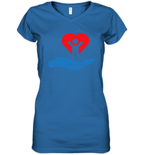 Load image into Gallery viewer, Family Shirt My Hand Heart Autism Awareness Women's V-Neck T-Shirt