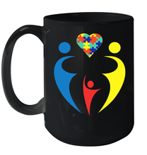 Load image into Gallery viewer, Family Shirt Trio Heart Puzzle Autism Awareness Ceramic Mug 15oz