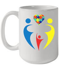 Load image into Gallery viewer, Family Shirt Trio Heart Puzzle Autism Awareness Ceramic Mug 15oz