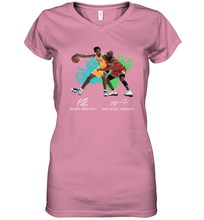 Load image into Gallery viewer, Kobe Bryant And Michael Jordan Signatures Graphic Women's V-Neck T-Shirt