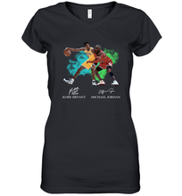 Load image into Gallery viewer, Kobe Bryant And Michael Jordan Signatures Graphic Women's V-Neck T-Shirt