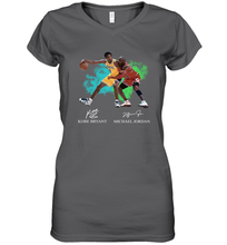 Load image into Gallery viewer, Kobe Bryant And Michael Jordan Signatures Graphic Women's V-Neck T-Shirt