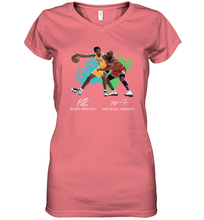 Load image into Gallery viewer, Kobe Bryant And Michael Jordan Signatures Graphic Women's V-Neck T-Shirt