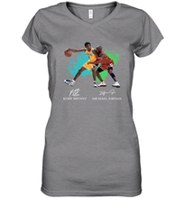 Load image into Gallery viewer, Kobe Bryant And Michael Jordan Signatures Graphic Women's V-Neck T-Shirt