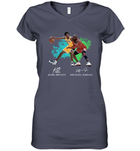Load image into Gallery viewer, Kobe Bryant And Michael Jordan Signatures Graphic Women's V-Neck T-Shirt