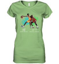 Load image into Gallery viewer, Kobe Bryant And Michael Jordan Signatures Graphic Women's V-Neck T-Shirt