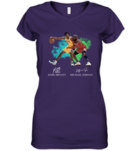 Load image into Gallery viewer, Kobe Bryant And Michael Jordan Signatures Graphic Women's V-Neck T-Shirt