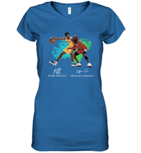 Load image into Gallery viewer, Kobe Bryant And Michael Jordan Signatures Graphic Women's V-Neck T-Shirt