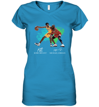 Load image into Gallery viewer, Kobe Bryant And Michael Jordan Signatures Graphic Women's V-Neck T-Shirt