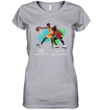 Load image into Gallery viewer, Kobe Bryant And Michael Jordan Signatures Graphic Women's V-Neck T-Shirt