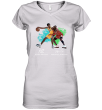 Load image into Gallery viewer, Kobe Bryant And Michael Jordan Signatures Graphic Women's V-Neck T-Shirt