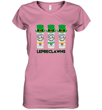 Load image into Gallery viewer, St Patrick's Irish Day Lepreclawns Lucky Shamrock Drinking Women's V-Neck T-Shirt