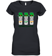 Load image into Gallery viewer, St Patrick's Irish Day Lepreclawns Lucky Shamrock Drinking Women's V-Neck T-Shirt