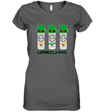 Load image into Gallery viewer, St Patrick's Irish Day Lepreclawns Lucky Shamrock Drinking Women's V-Neck T-Shirt
