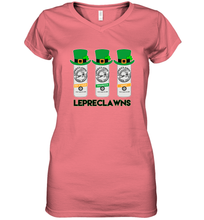 Load image into Gallery viewer, St Patrick's Irish Day Lepreclawns Lucky Shamrock Drinking Women's V-Neck T-Shirt