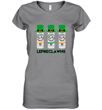 Load image into Gallery viewer, St Patrick's Irish Day Lepreclawns Lucky Shamrock Drinking Women's V-Neck T-Shirt