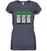 Load image into Gallery viewer, St Patrick's Irish Day Lepreclawns Lucky Shamrock Drinking Women's V-Neck T-Shirt