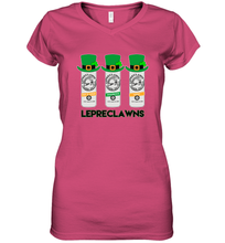 Load image into Gallery viewer, St Patrick's Irish Day Lepreclawns Lucky Shamrock Drinking Women's V-Neck T-Shirt