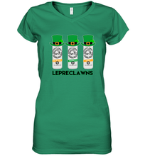 Load image into Gallery viewer, St Patrick's Irish Day Lepreclawns Lucky Shamrock Drinking Women's V-Neck T-Shirt