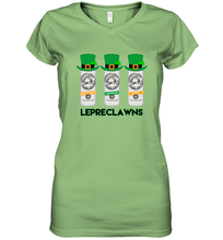 Load image into Gallery viewer, St Patrick's Irish Day Lepreclawns Lucky Shamrock Drinking Women's V-Neck T-Shirt