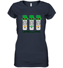 Load image into Gallery viewer, St Patrick's Irish Day Lepreclawns Lucky Shamrock Drinking Women's V-Neck T-Shirt