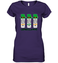 Load image into Gallery viewer, St Patrick's Irish Day Lepreclawns Lucky Shamrock Drinking Women's V-Neck T-Shirt