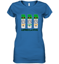 Load image into Gallery viewer, St Patrick's Irish Day Lepreclawns Lucky Shamrock Drinking Women's V-Neck T-Shirt